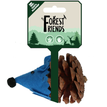 Forest Friends Maus Blau, hergestellt aus einem echten Tannenzapfen und natürlichem Felz
