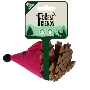 Forest Friends Maus Pink, hergestellt aus einem echten Tannenzapfen und natürlichem Felz